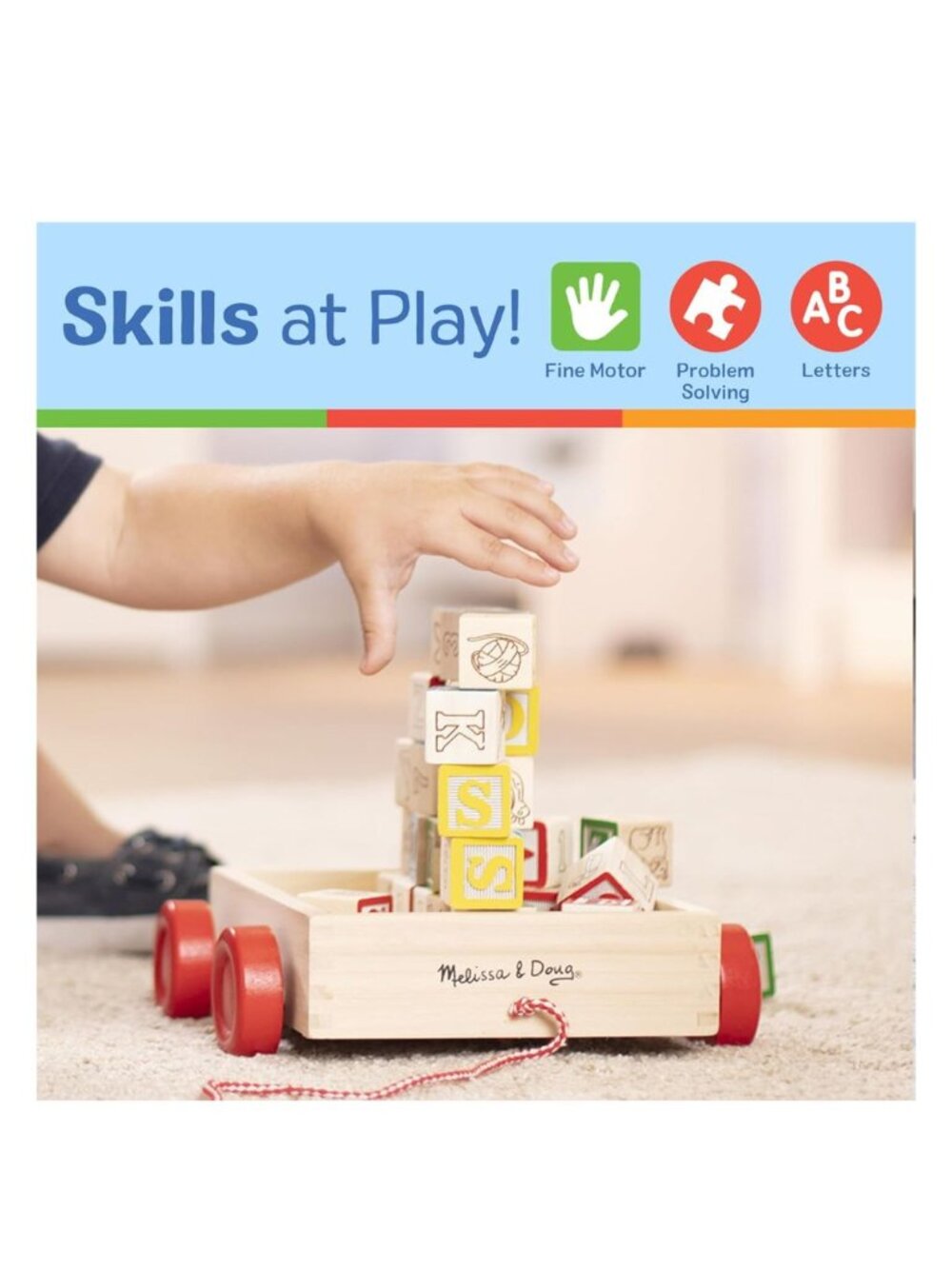 Melissa & Doug Classic ABC Wooden Block Cart Educational Toy